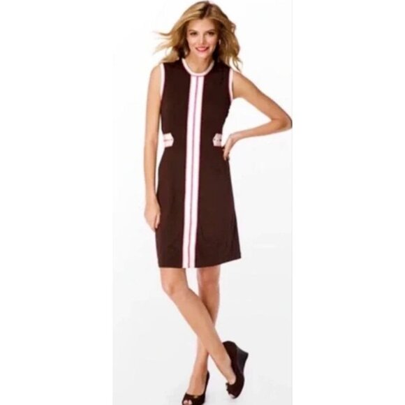 Lilly Pulitzer Dresses & Skirts - Lilly Pulitzer Women's Brown/Pink Stitching Accent Fannie Sheath Dress Sz Small